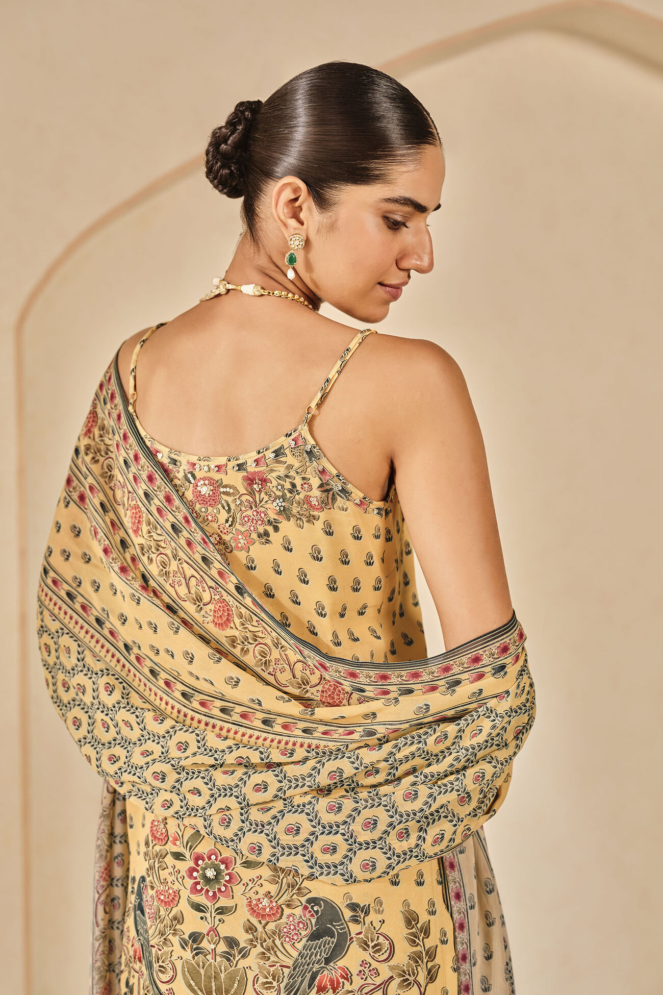 Arzoo Printed Bemberg Sharara Set, Yellow, image 4